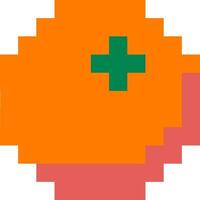 Orange fruit dessin animé icône dans pixel style vecteur