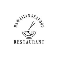 Hawaii restaurant bar logo conception avec poussée vecteur