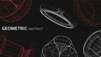 cette est une vecteur illustration graphique de une noir ligne géométrique abstrait forme utilisé comme une Contexte fond d'écran conception. il Caractéristiques une 3d filaire effet.