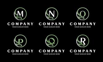 collection d'inspiration de conception de logo alphabet ensemble de lettres vertes logo écologique avec des feuilles créatives. icône pour le luxe d'affaires, élégant, simple. vecteur