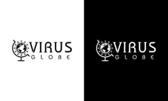 logo design concept globe virus ligne silhouette vecteur