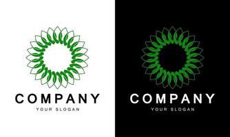 résumé de conception de logo de concept de fleur et de feuille vecteur