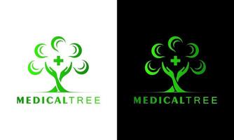 illustration vectorielle du logo médical de l'arbre à la main naturelle vecteur