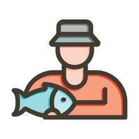 pêcheur vecteur épais ligne rempli couleurs icône pour personnel et commercial utiliser.
