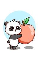 panda mignon avec illustration de dessin animé animal orange vecteur