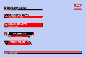 ensemble de modèle graphique du tiers inférieur. bannières de télévision pour les nouvelles. vecteur