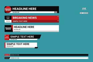ensemble de modèle graphique du tiers inférieur. bannières de télévision pour les nouvelles. vecteur