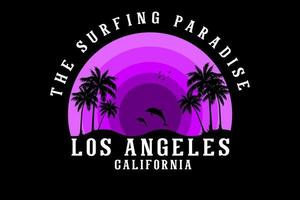le paradis du surf design silhouette style rétro vecteur