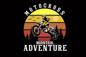conception de silhouette de motocross aventure en montagne vecteur