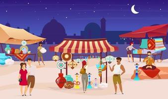 Les touristes de nuit bazar turc télévision vector illustration couleur