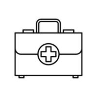 ambulance valise icône. premier aide trousse, médical Cas sac, médicament boîte avec traverser urgence symbole. clinique équipement pour porter secours diagnostique. vecteur illustration conception.