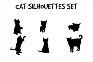 six ensembles de silhouettes de chats vecteur