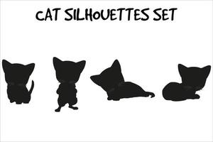 collections de silhouettes de chat noir vecteur