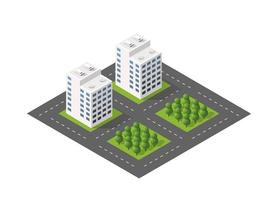 ville de module isométrique de l'architecture des bâtiments urbains. vecteur