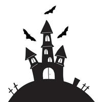 Halloween hanté maison silhouette vecteur illustration, effrayant loger, bâtiments isolé sur blanc Contexte