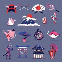 japon, voyage, ensemble, vecteur, illustration vecteur