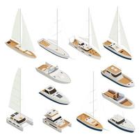 yachting isométrique icon set vector illustration