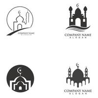 logo de la mosquée et modèle d'icône de vecteur de symbole