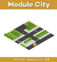 module de bloc 3d isométrique de la partie quartier de vecteur