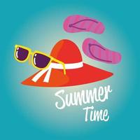 voyage de vacances d'été, tongs et lunettes de soleil vecteur