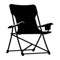 camping chaise vecteur silhouette, noir silhouette de camping chaise clipart