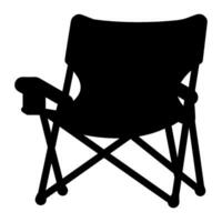 camping chaise vecteur silhouette, noir silhouette de camping chaise clipart