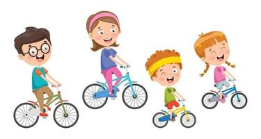 famille heureuse, faire du vélo ensemble vecteur