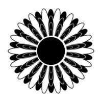 silhouette noire et blanche d'une fleur dans un style abstrait vecteur