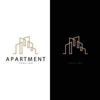 appartement bâtiment logo, moderne conception style ligne vecteur symbole illustration modèle