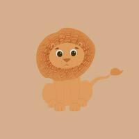 coloré mignonne lion, lionceau dans scandinave style, plat conception, kawaii animal pour douche de bébé, safari Leo vecteur