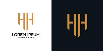 monogramme logo conception initiale lettre h combiné avec bouclier élément et Créatif concept vecteur
