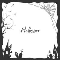Halloween grunge Cadre avec demi-teinte mort arbre et araignée net vecteur