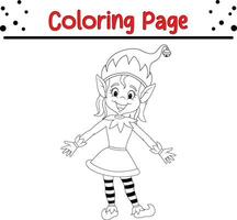 Noël mignonne elfe coloration page pour les enfants vecteur