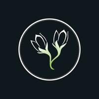 jasmin élément vecteur logo. rond emblème dans minimal linéaire style - Naturel produit conception, fleuriste, produits de beauté, écologie concept, bien-être, spa, brut nourriture emballer.