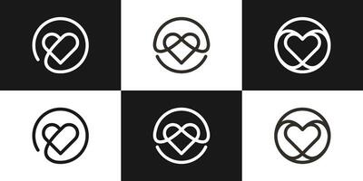 cercle et l'amour abstrait ligne logo icône illustration vecteur