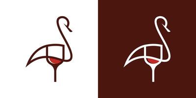 logo flamant et du vin abstrait conception icône vecteur illustration