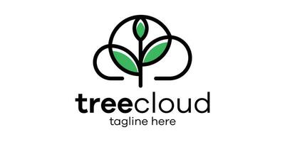 logo nuage et arbre icône vecteur illustration