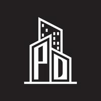 pd réel biens logo conception avec bâtiment style , logo Stock vecteur