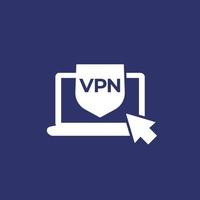 icône de vecteur vpn avec un ordinateur portable