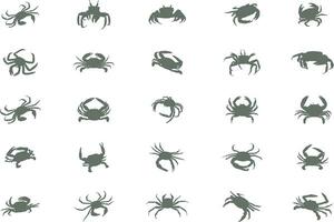 Crabe silhouette, Crabe icône, Crabe vecteur, Crabe silhouettes vecteur