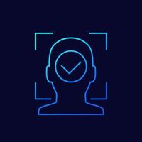 icône de reconnaissance faciale, conception linéaire de numérisation de visage vecteur