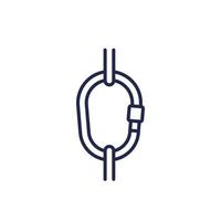 icône de mousqueton sur blanc, conception de ligne vecteur