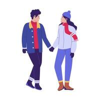 concept illustration de Jeune couple portant hiver vêtements. plat conception illustration vecteur