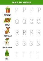 tracé des lettres de Noël alphabet. l'écriture entraine toi. vecteur