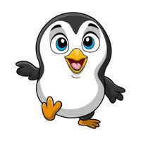 dessin animé mignon de pingouin sur fond blanc vecteur