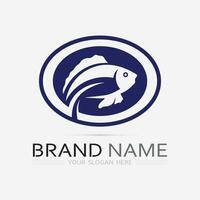 modèle de logo de conception d'icône abstraite de poisson, symbole vectoriel créatif du club de pêche ou de la boutique en ligne.