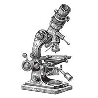 microscope main tiré esquisser dans griffonnage style vecteur illustration