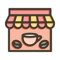 café magasin vecteur épais ligne rempli couleurs icône pour personnel et commercial utiliser.