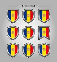 andorre nationale emblèmes drapeau avec luxe bouclier vecteur