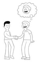 dessin animé deux hommes se serrent la main et l'un d'eux est malveillant vecteur
